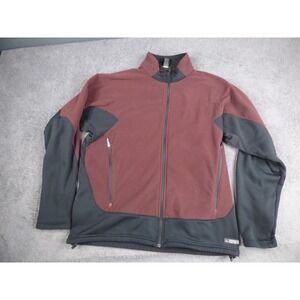 REI Polartec Fleece Jacket Mens XL Burgundy Black Full Zip Hiking Outdoor 4962